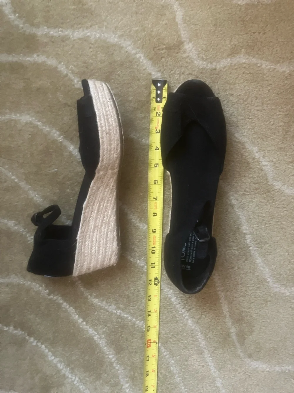 Toms Black Peep-Toe Ankle-Strap Wedge Sandals